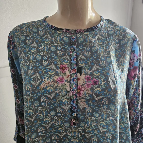 Johnny Was Besino Silk Tunic Top Size:M - Picture 3 of 11